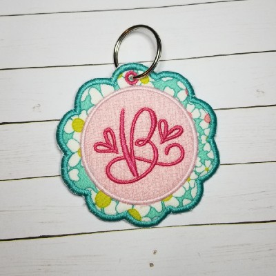 ITH back pack tag round embroidery design